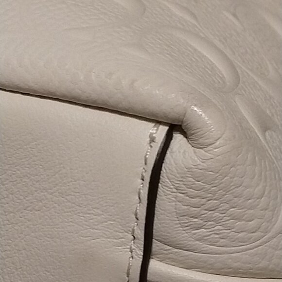 COACH Ava Chain Signature Leather Tote in Chalk, Debossed - Picture 15 of 16